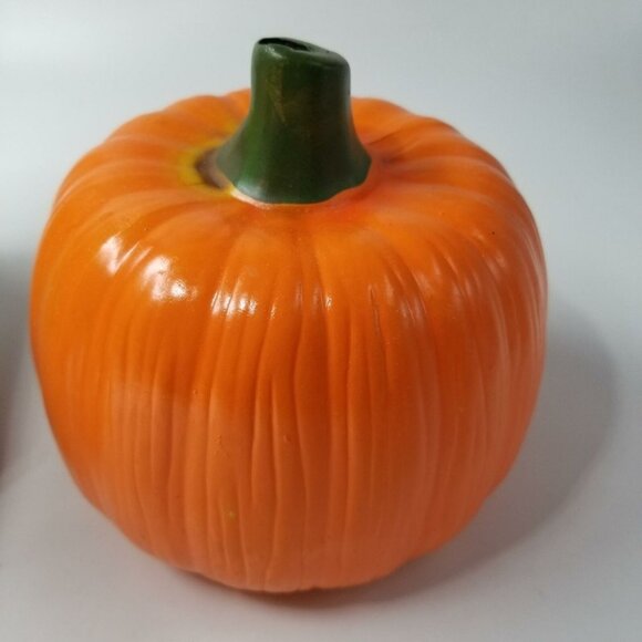 Vintage Halloween Pumpkin Ceramic Light Candle Holder 6.25" Fall Jackolantern - Picture 2 of 7